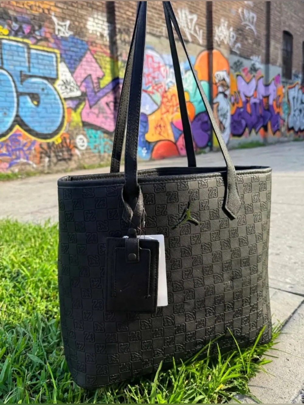 Jordan Monogram Tote Bag Medium - Black - Fits 13" Laptop - NWT - Picture 4 of 7